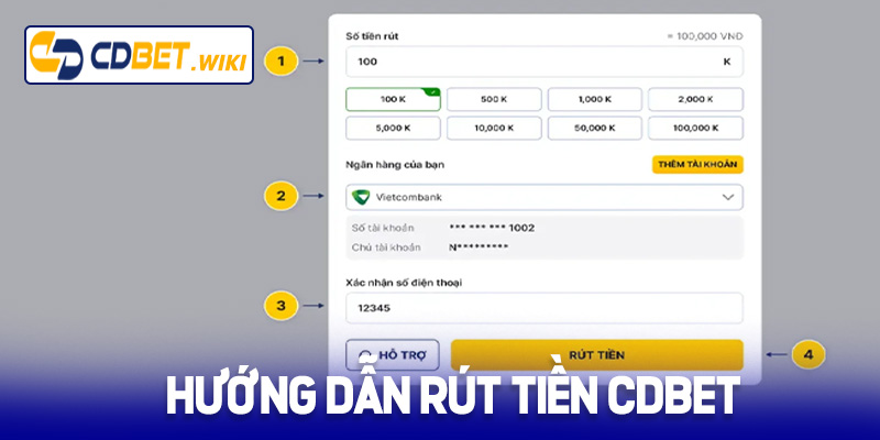Hướng dẫn rút tiền Cdbet chi tiết